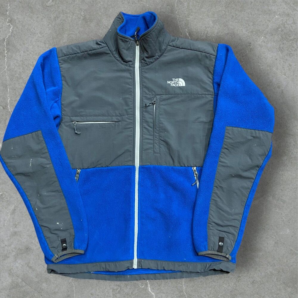 The North Face Denali Fleece Polartec Gray Blue Full Zip Jacket Mens Size Medium